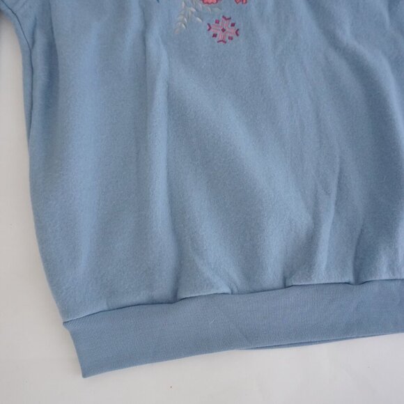 Vintage Separate Scene Blue Embroidered Snowflake Fleece Quarter Zip Sweater M - Picture 7 of 11